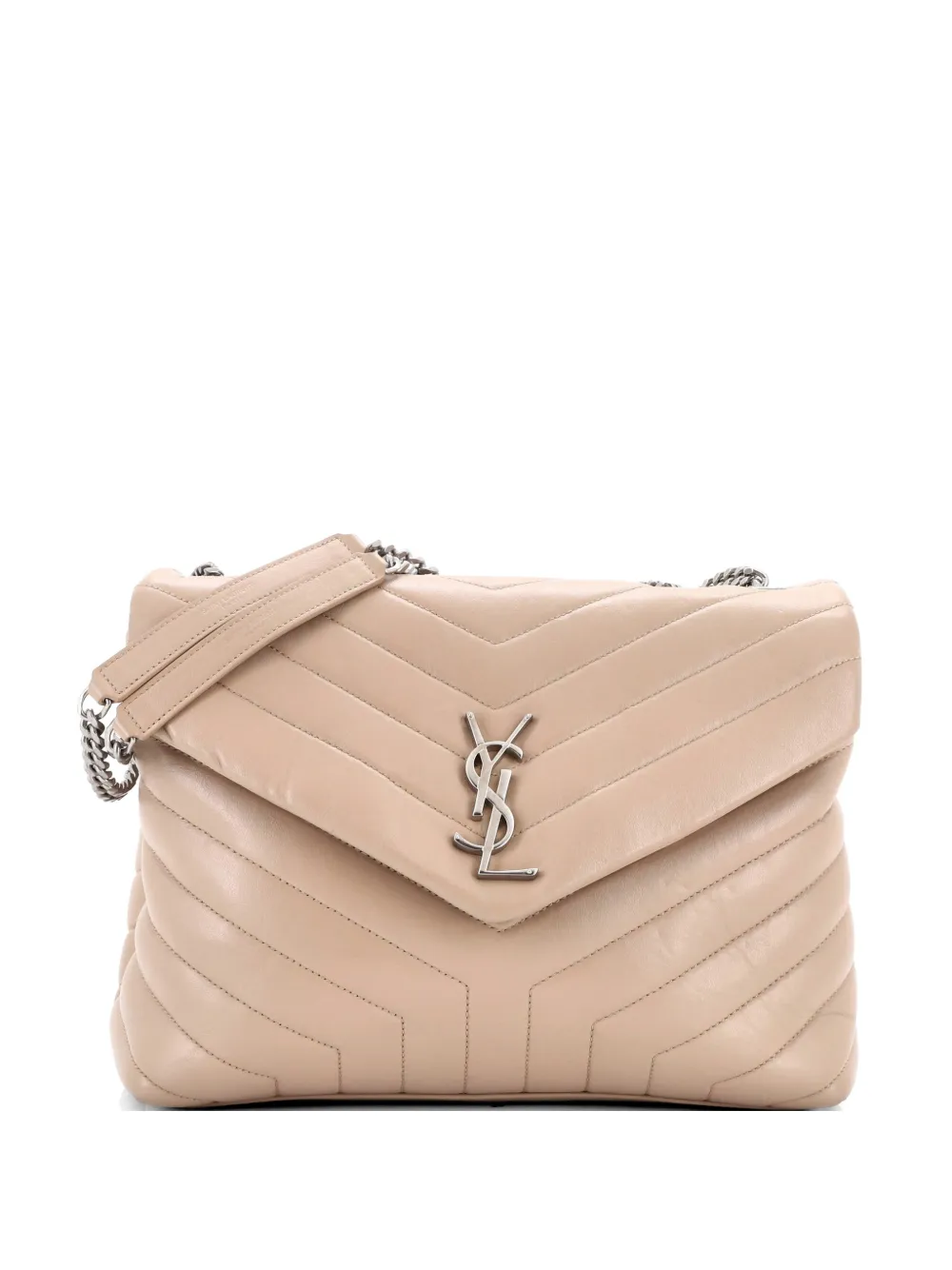 Saint Laurent Pre-Owned Loulou Matelasse Chevron Leather Medium shoulder bag - Nude