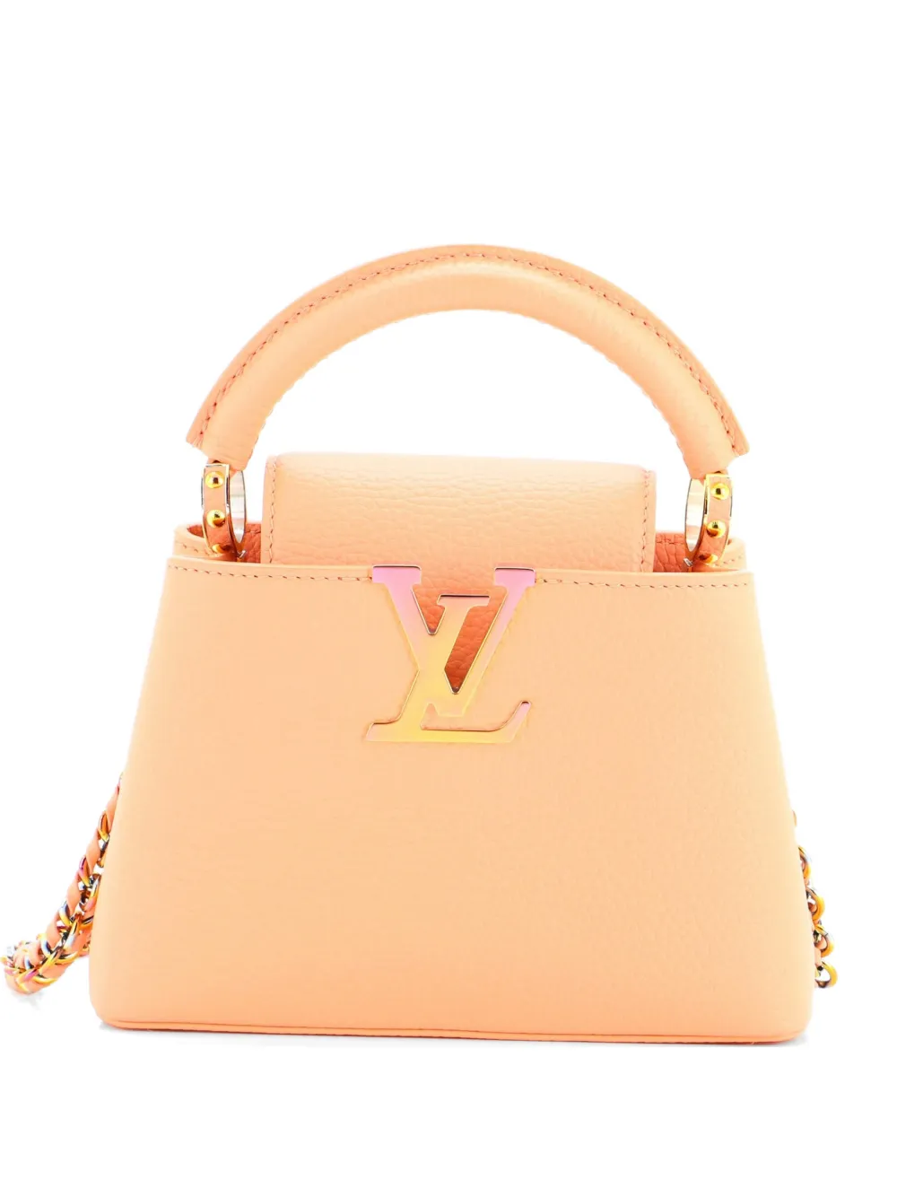 Louis Vuitton Pre-Owned Braided Chain Capucines Bag Taurillon Leather Mini crossbody bag - Orange
