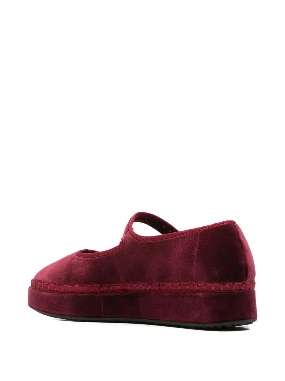 FLABELUS Double Lucrecia velvet Mary Jane shoes Rood