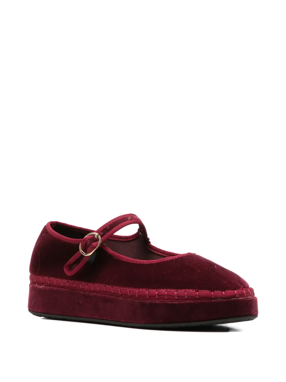 FLABELUS Double Lucrecia velvet Mary Jane shoes Rood