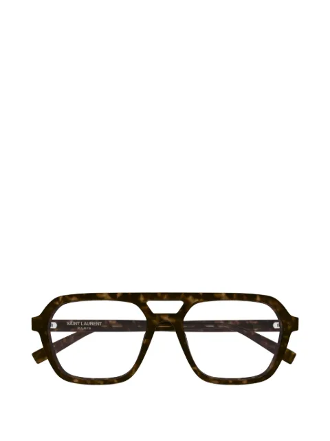 Saint Laurent Eyewear tortoiseshell-effect pilot-frame glasses