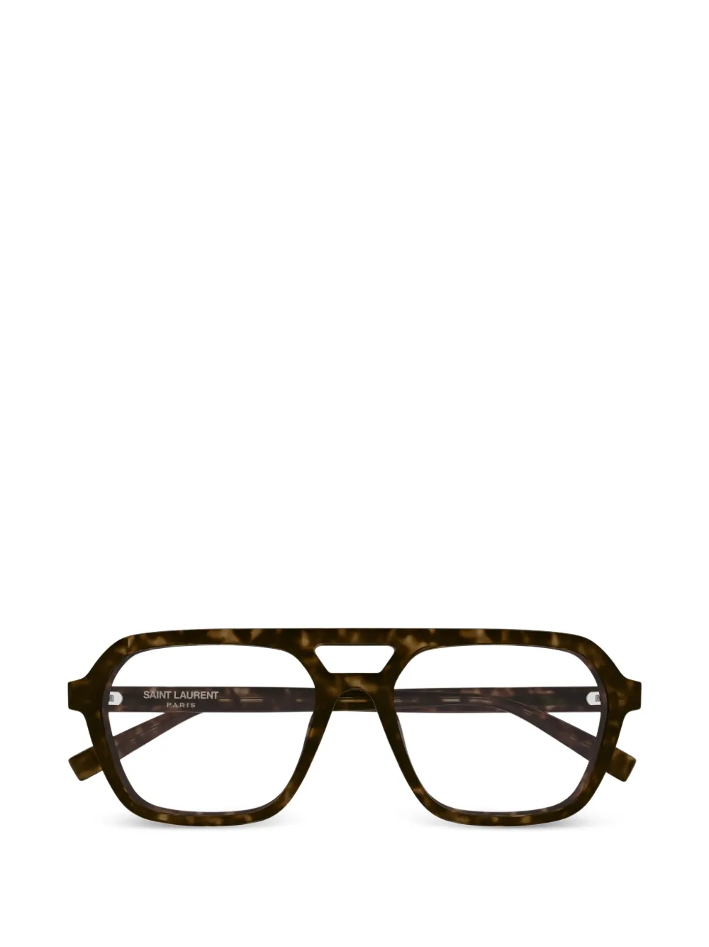 Saint Laurent Eyewear tortoiseshell-effect pilot-frame glasses - Marrone
