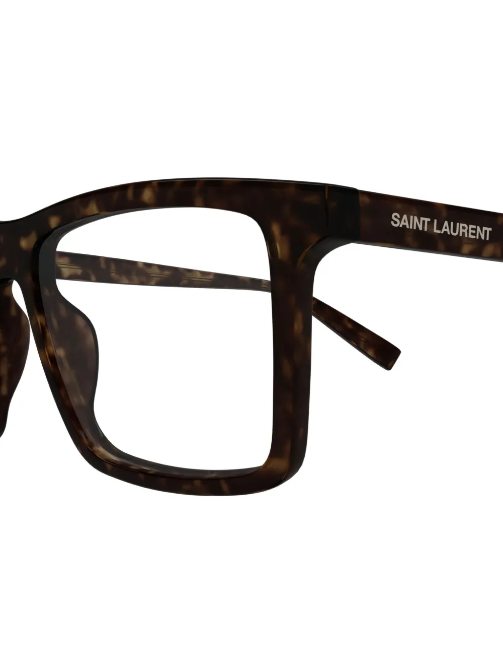 Saint Laurent Eyewear Bril met rechthoekig montuur en schildpadschild montuur Bruin