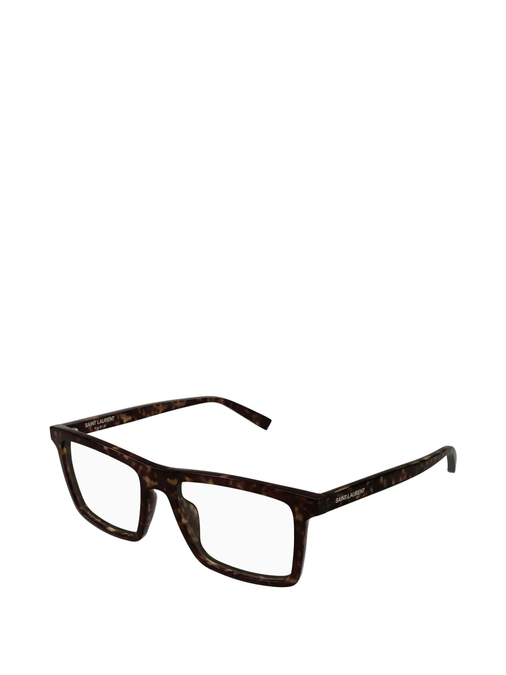 Saint Laurent Eyewear Bril met rechthoekig montuur en schildpadschild montuur Bruin