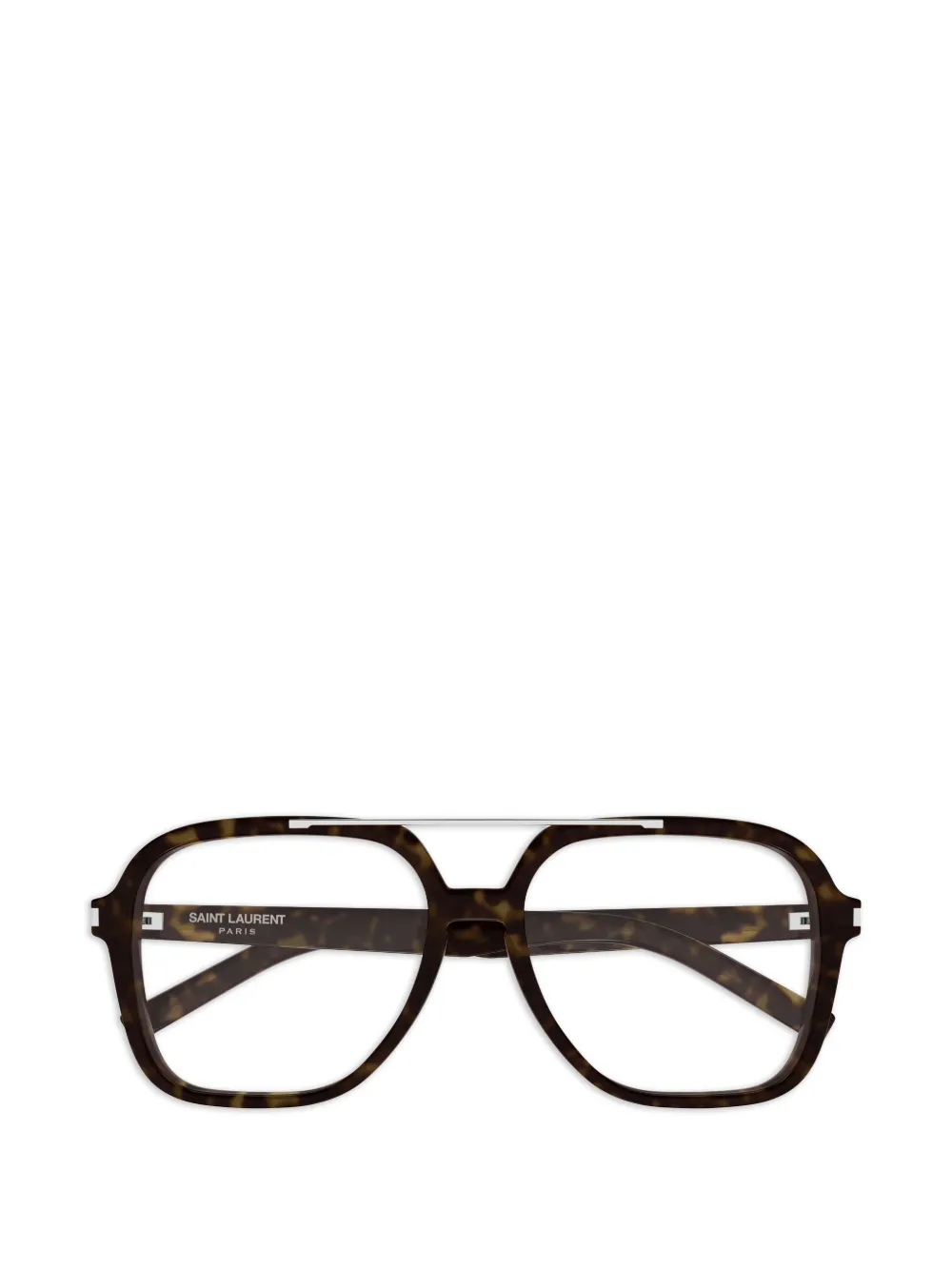 Saint Laurent Eyewear tortoiseshell-effect pilot-frame glasses - Marrone