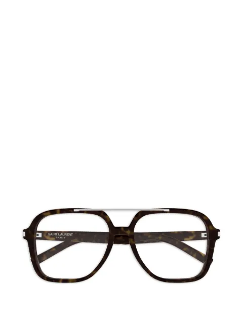Saint Laurent Eyewear tortoiseshell-effect pilot-frame glasses