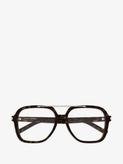 Saint Laurent Eyewear tortoiseshell-effect double-bridge glasses