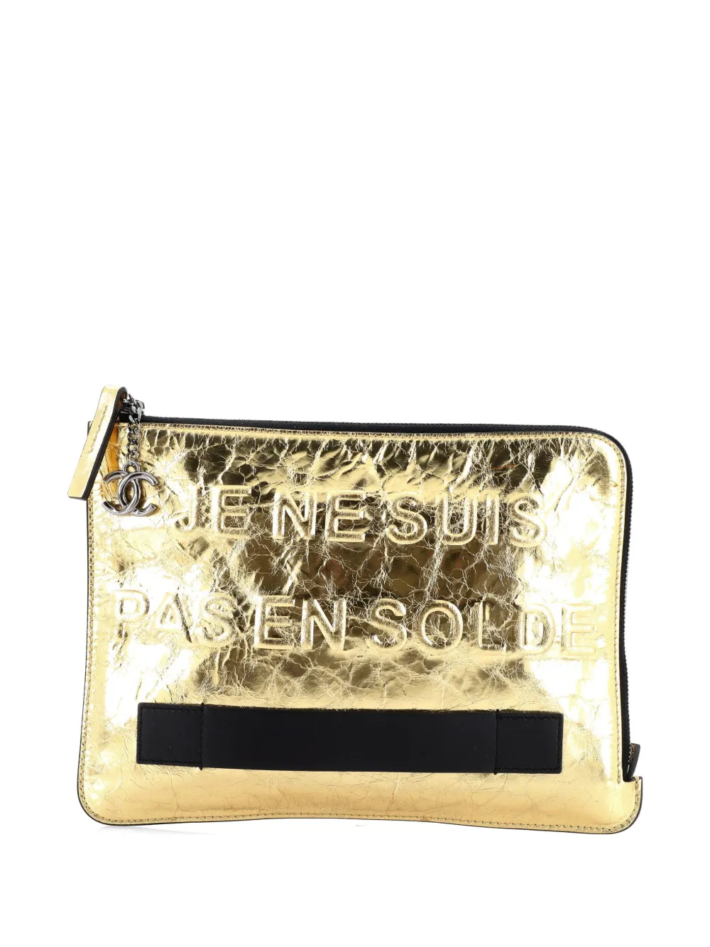 CHANEL Pre-Owned Feminine Pouch Crinkled Leather Medium clutch bag - Oro