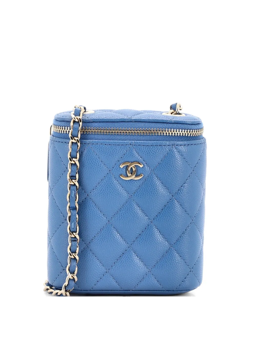 CHANEL Pre-Owned Vertical Classic Vanity Case with Chain Quilted Caviar Mini shoulder bag - Blu