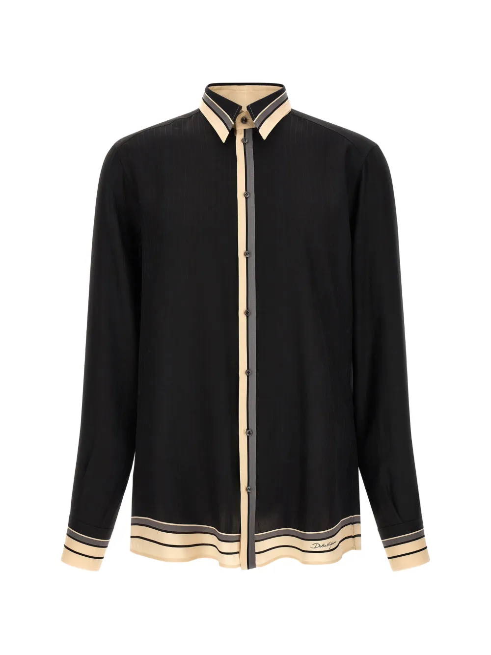 Dolce & Gabbana Martini striped-trim silk shirt - Nero