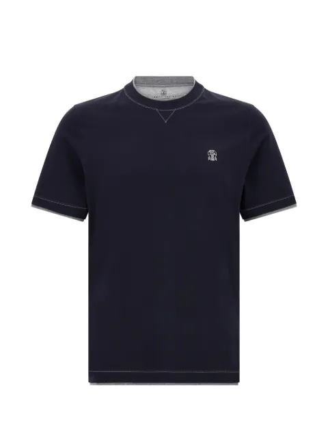 Brunello Cucinelli double-layer embroidered T-shirt