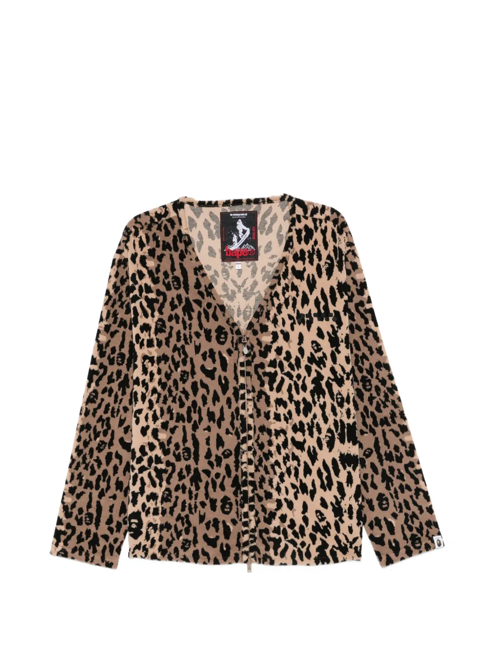A BATHING APE® x Kazuki Kuraish leopard-pattern V-neck jacket - Marrone