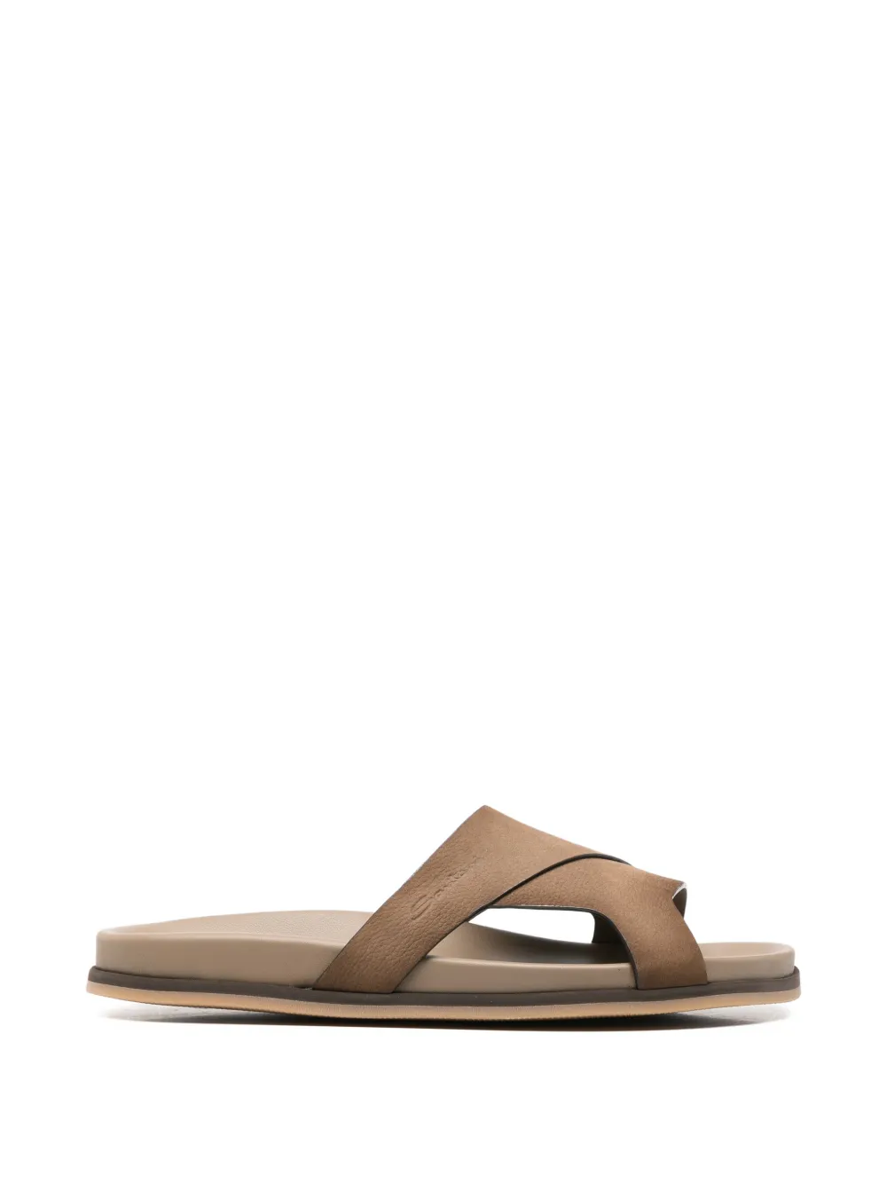 Santoni crossover-strap leather sandals - Marrone