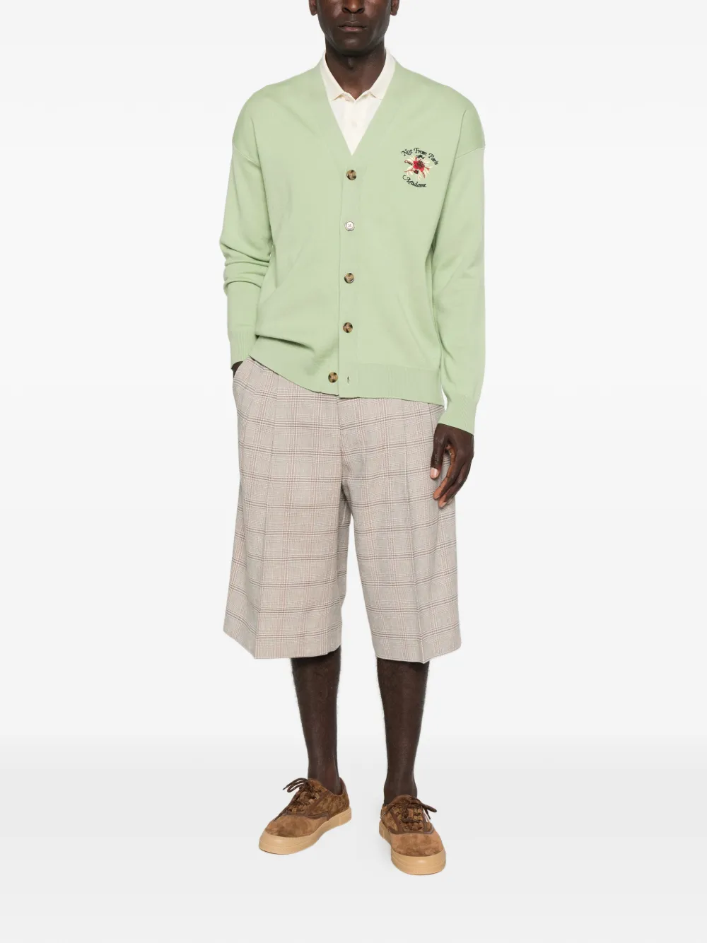 Drôle De Monsieur Vest met geborduurd logo en V-hals Groen