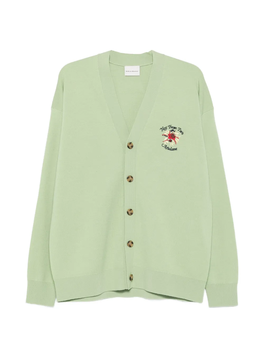 Drôle De Monsieur embroidered-logo V-neck cardigan - Verde