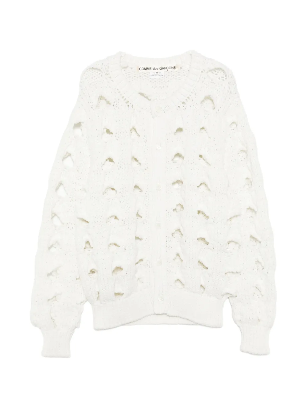 Comme Des Garçons cut-out chunky-knit cardigan - Bianco
