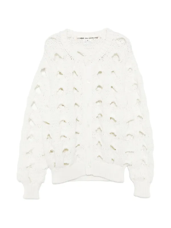 Comme des Garçons Cut-out Open-knit Jumper in White