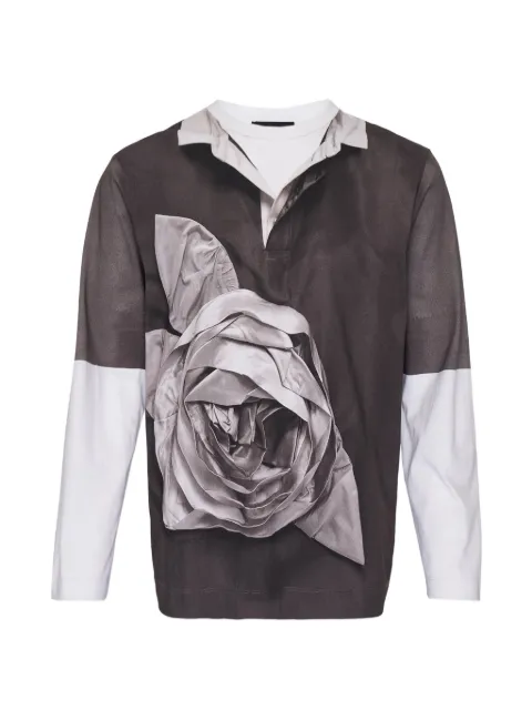 Simone Rocha Trompe L'Oeil Rose-print polo shirt