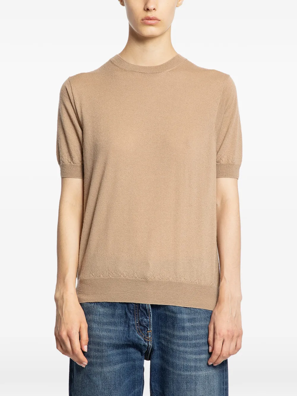 Prada short-sleeved cashmere sweater - Toni neutri