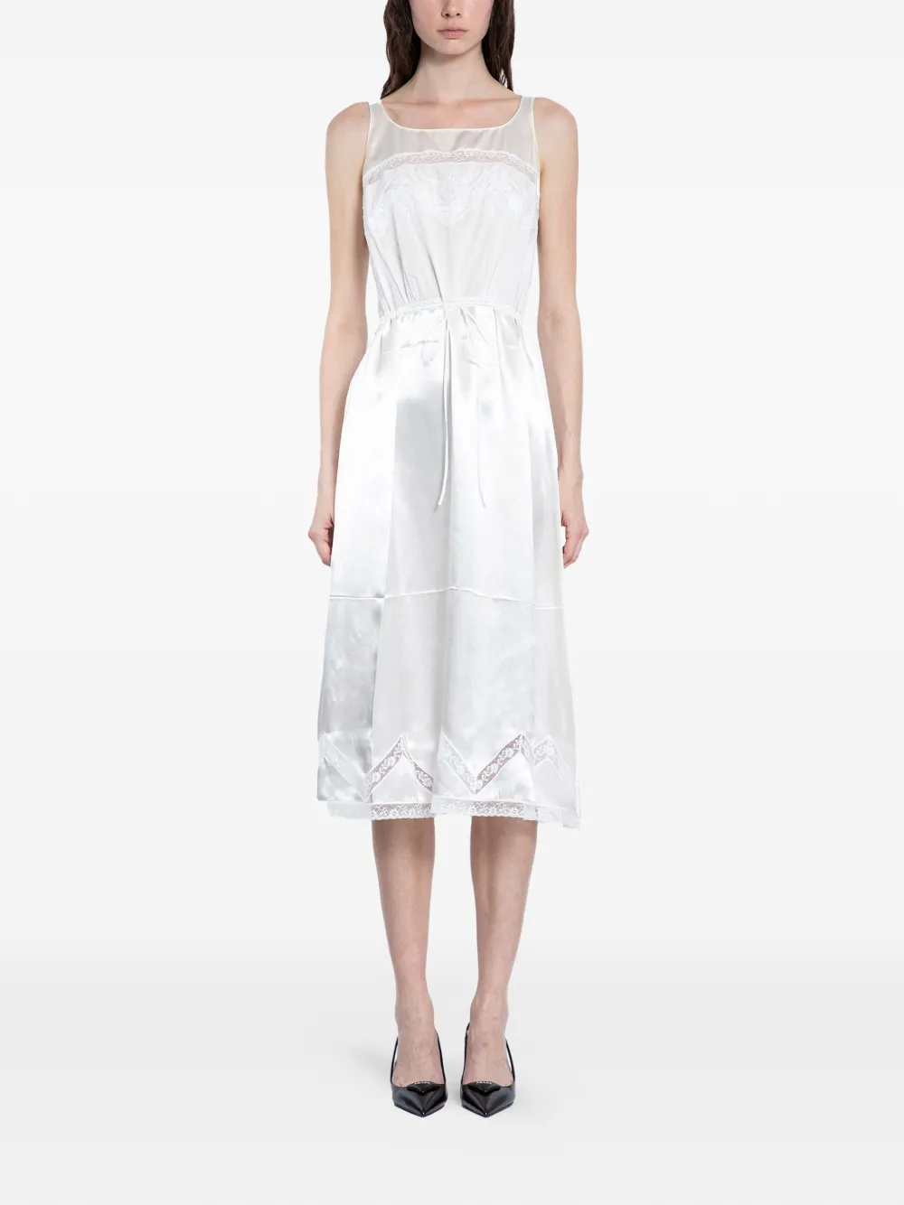 Prada lace-trim satin dress - Bianco