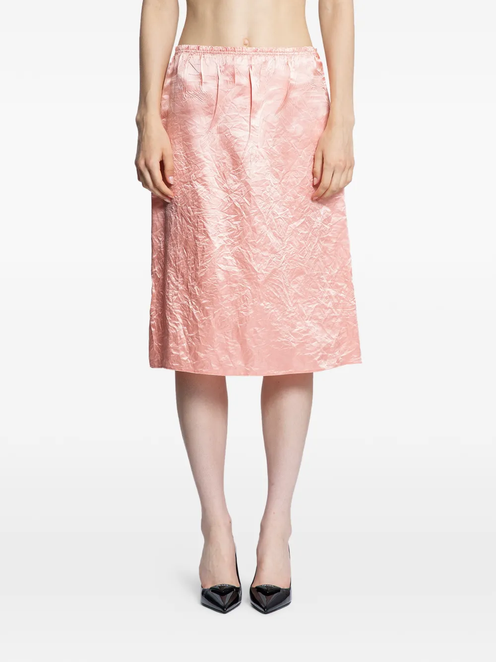 Prada wrinkled-effect satin skirt - Rosa