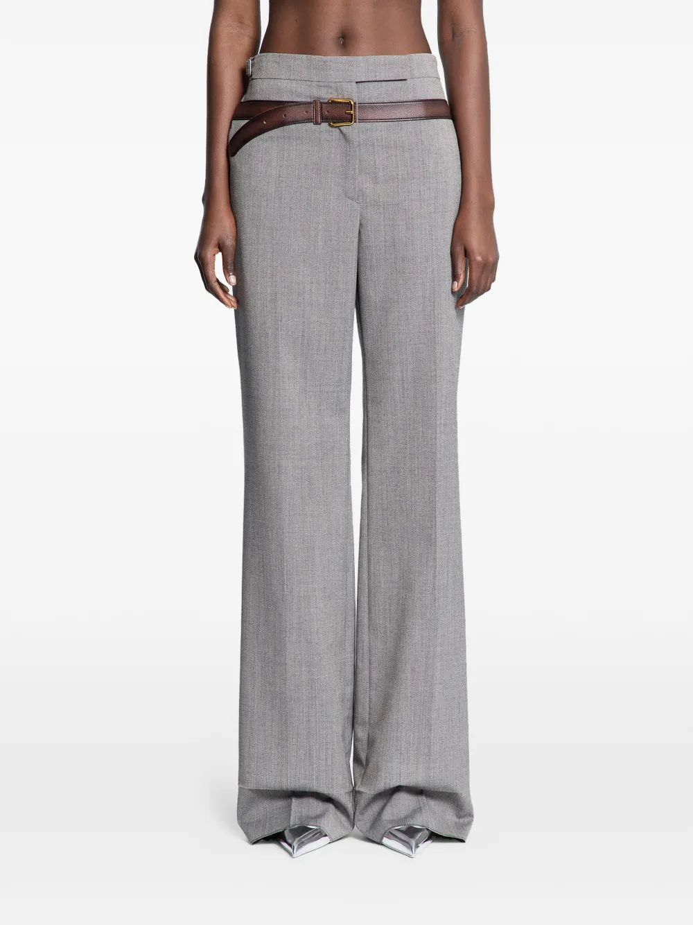 Prada belted straight-leg trousers - Grigio