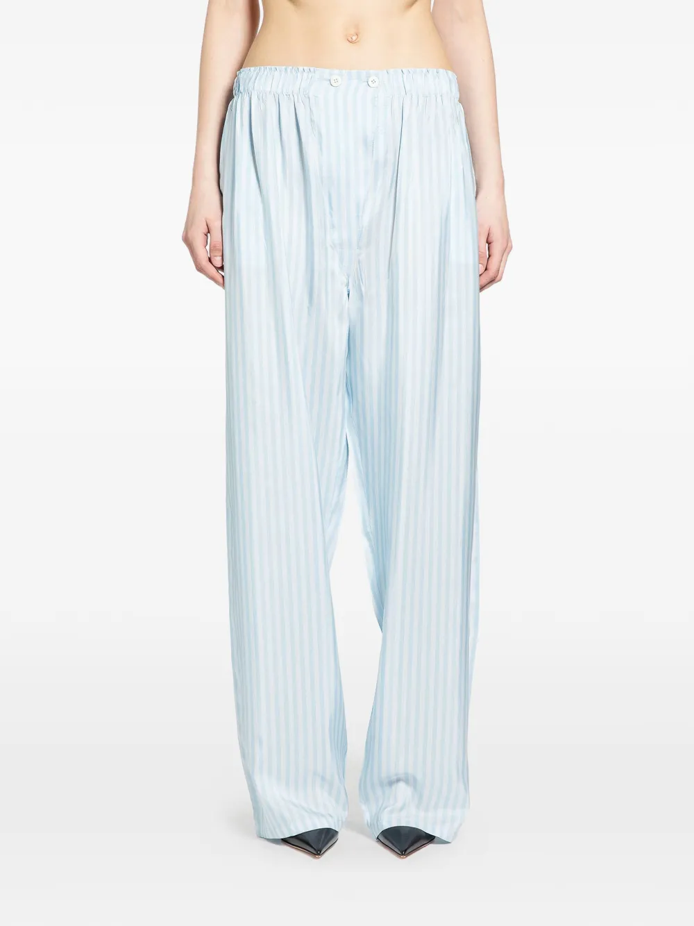 Prada striped silk trousers - Blu