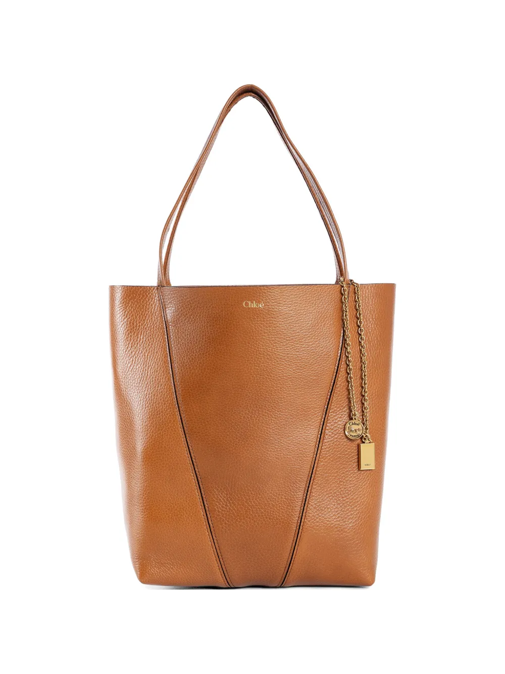 Chloé Spin leather tote bag - Marrone