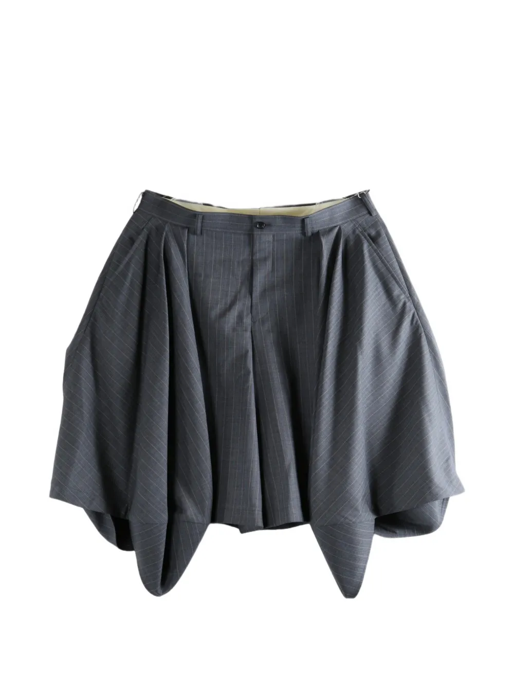 Comme des Garçons Homme Plus pinstripe-pattern draped shorts - Grau