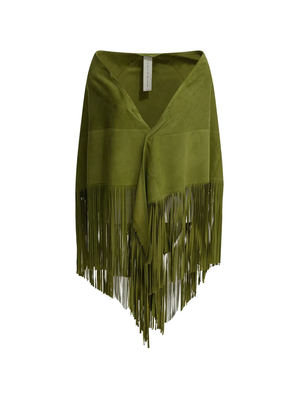 FURLING BY GIANI fringe-trimmed suede scarf - Verde
