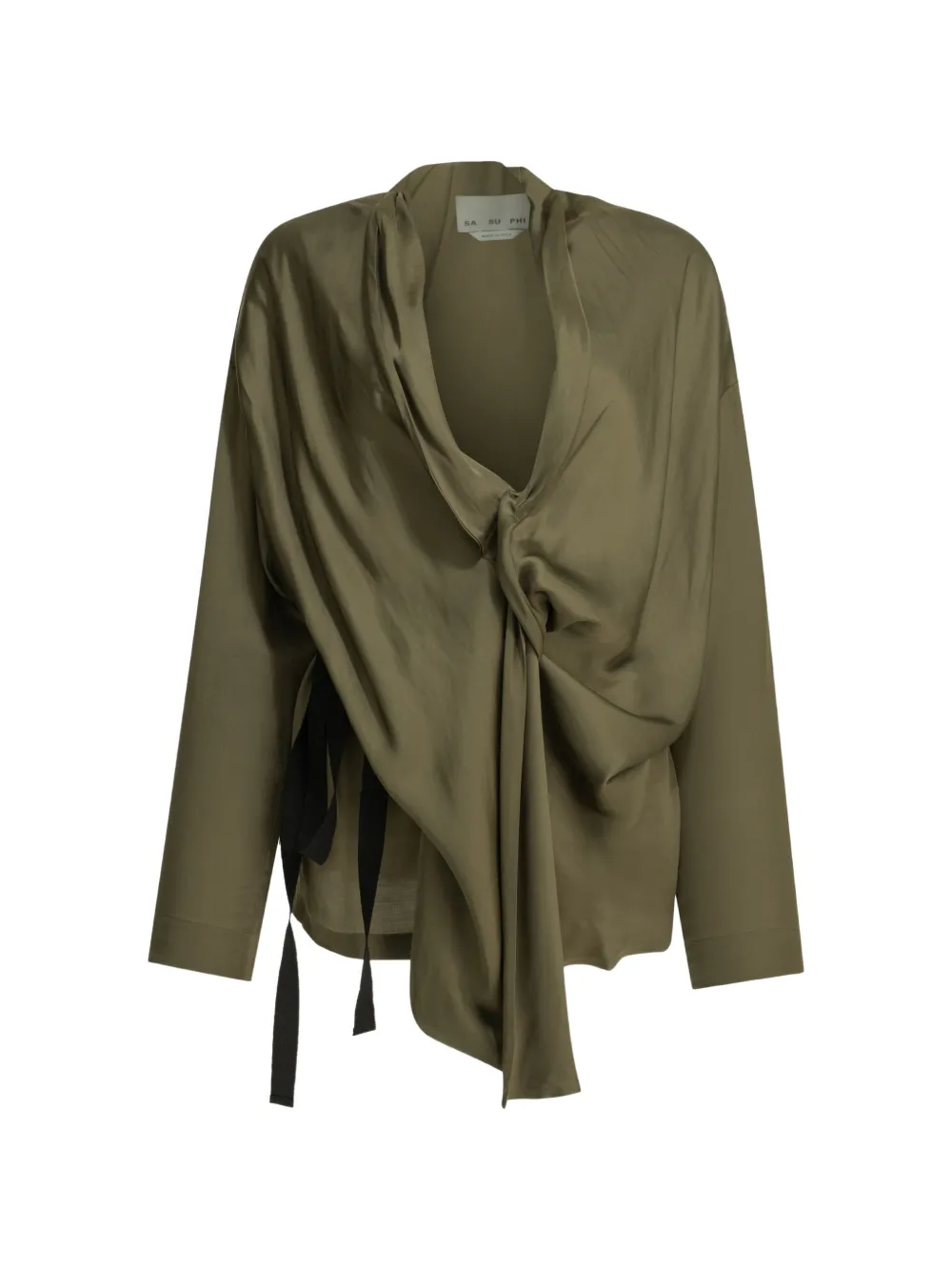 SA SU PHI draped belted wrap jacket - Verde