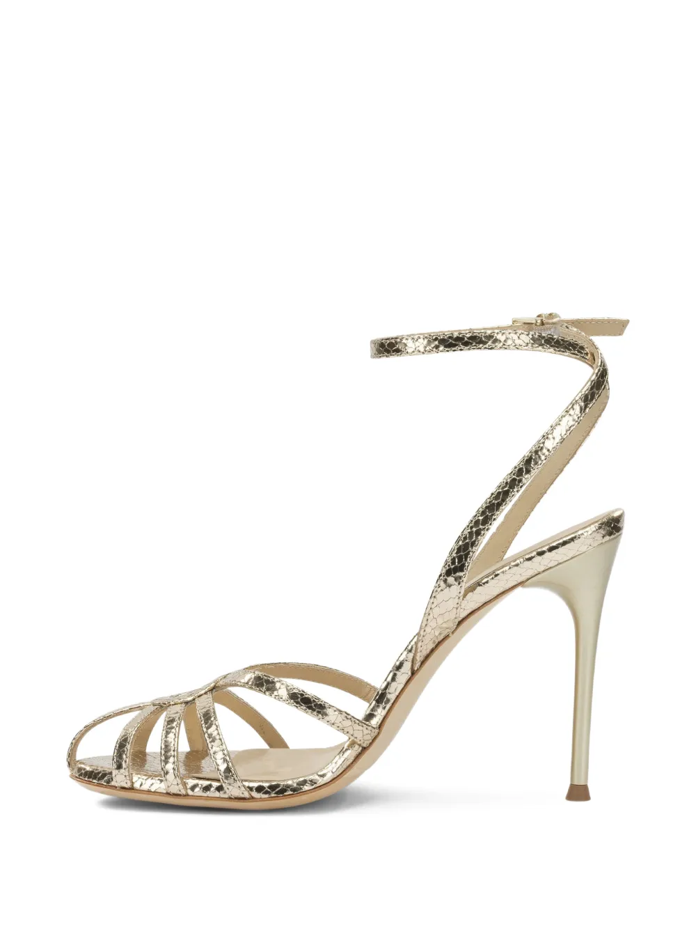 Sergio Levantesi Raykav6 snakeskin-effect strappy sandals Goud