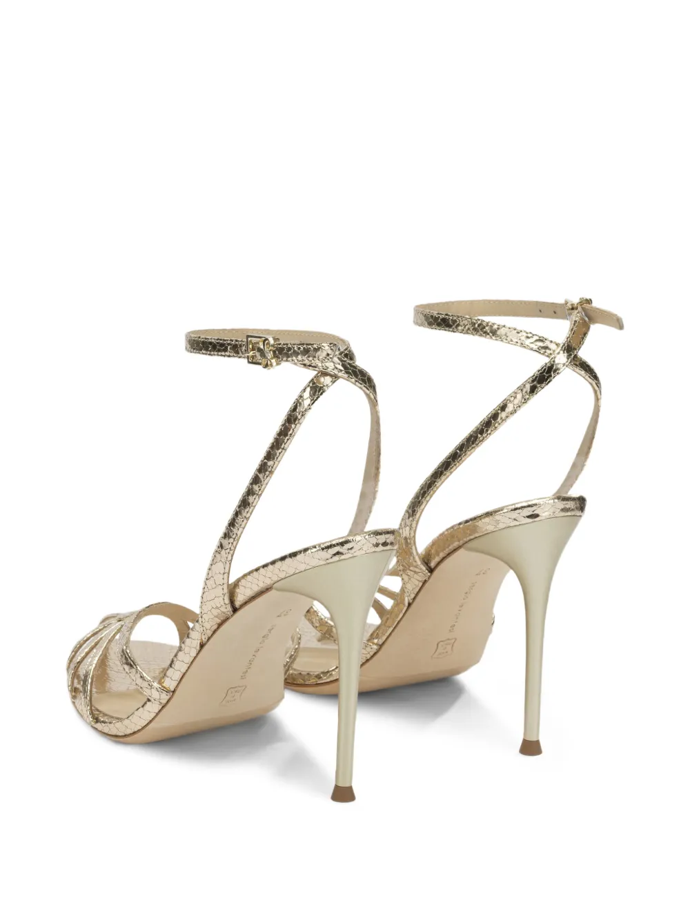 Sergio Levantesi Raykav6 snakeskin-effect strappy sandals Goud