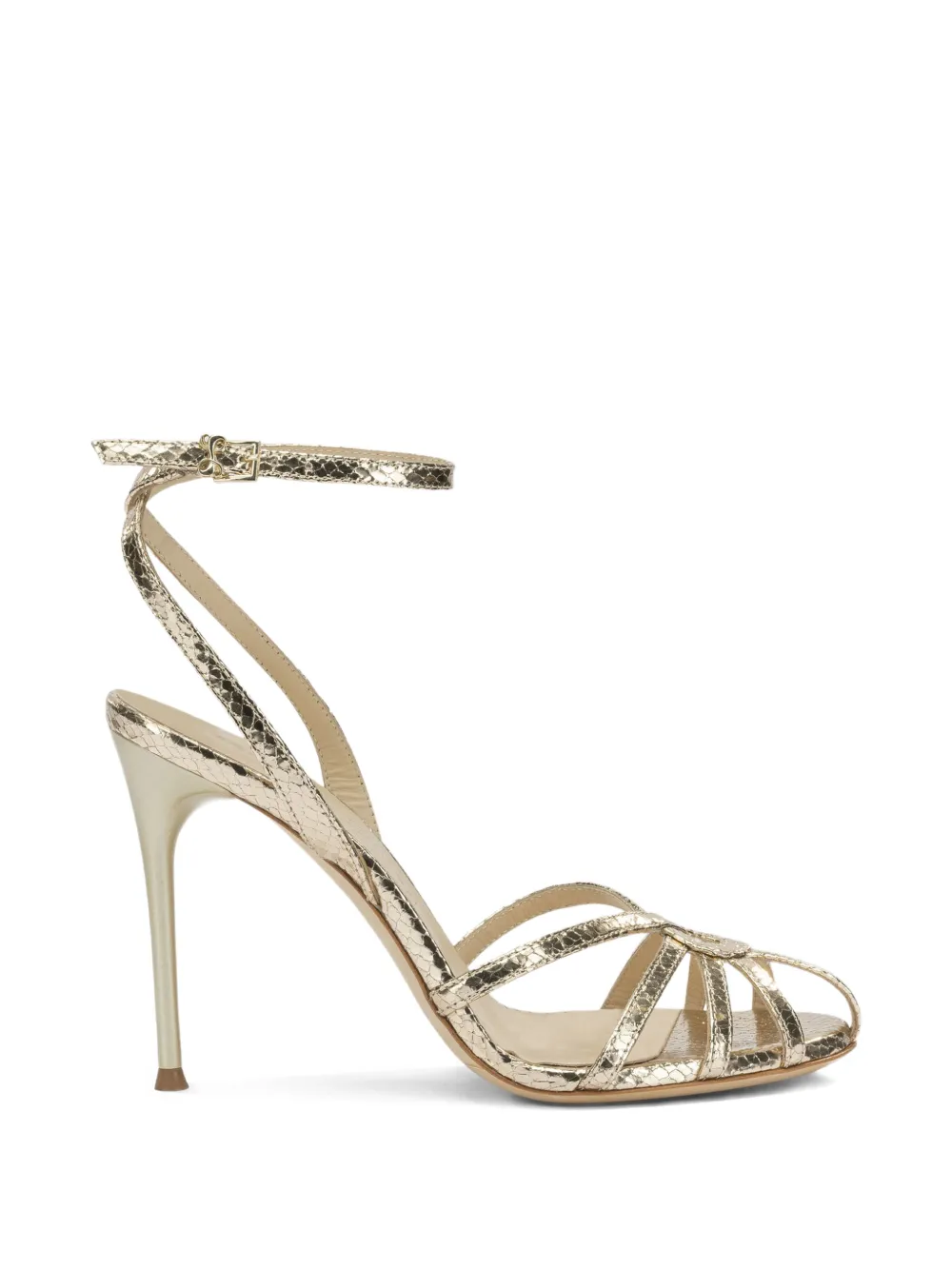Sergio Levantesi Raykav6 snakeskin-effect strappy sandals Goud