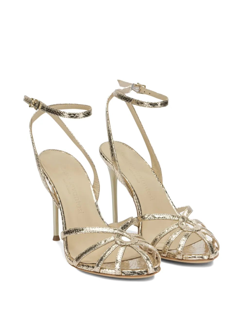 Sergio Levantesi Raykav6 snakeskin-effect strappy sandals Goud