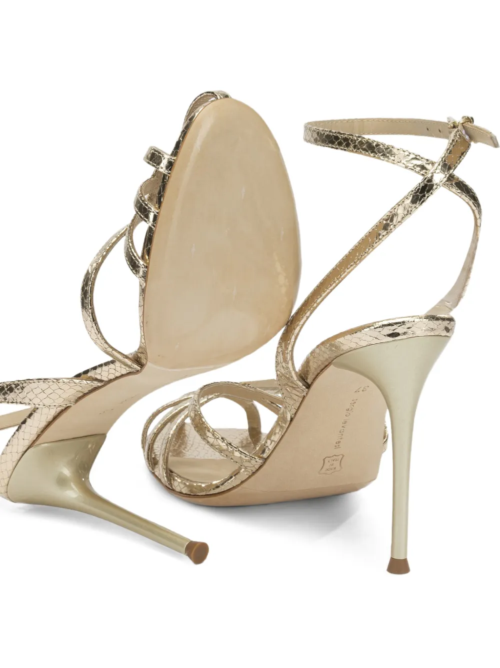 Sergio Levantesi Raykav6 snakeskin-effect strappy sandals Goud