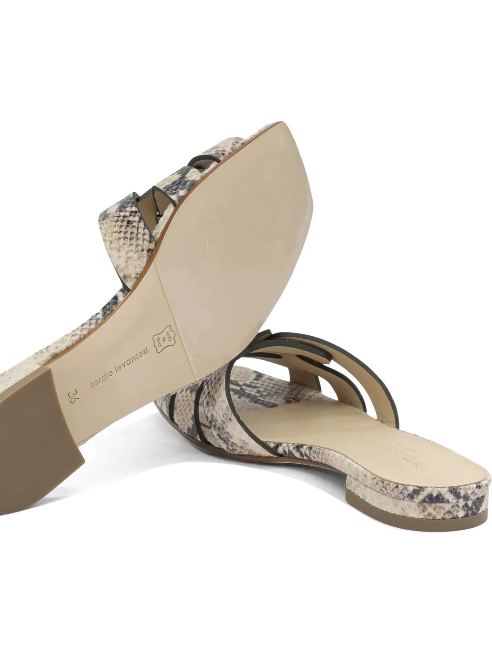 Sergio Levantesi Norma6 snake-effect caged sandals Beige