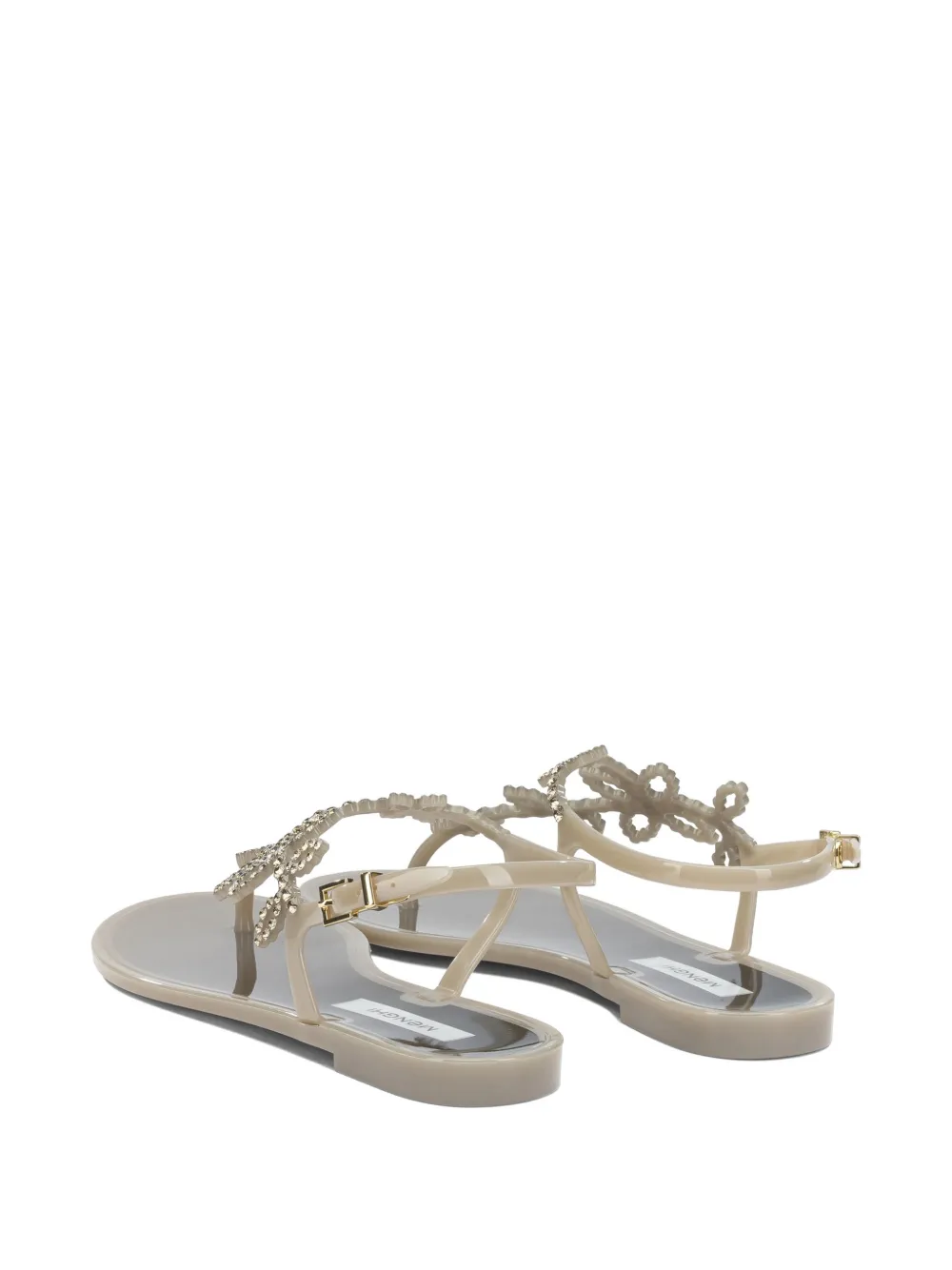 MENGHI Sandalen verfraaid met kristallen en bloemen Beige