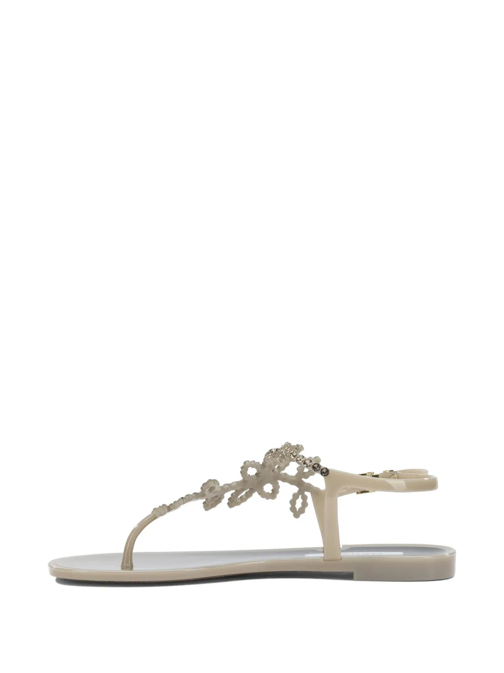 MENGHI Sandalen verfraaid met kristallen en bloemen Beige