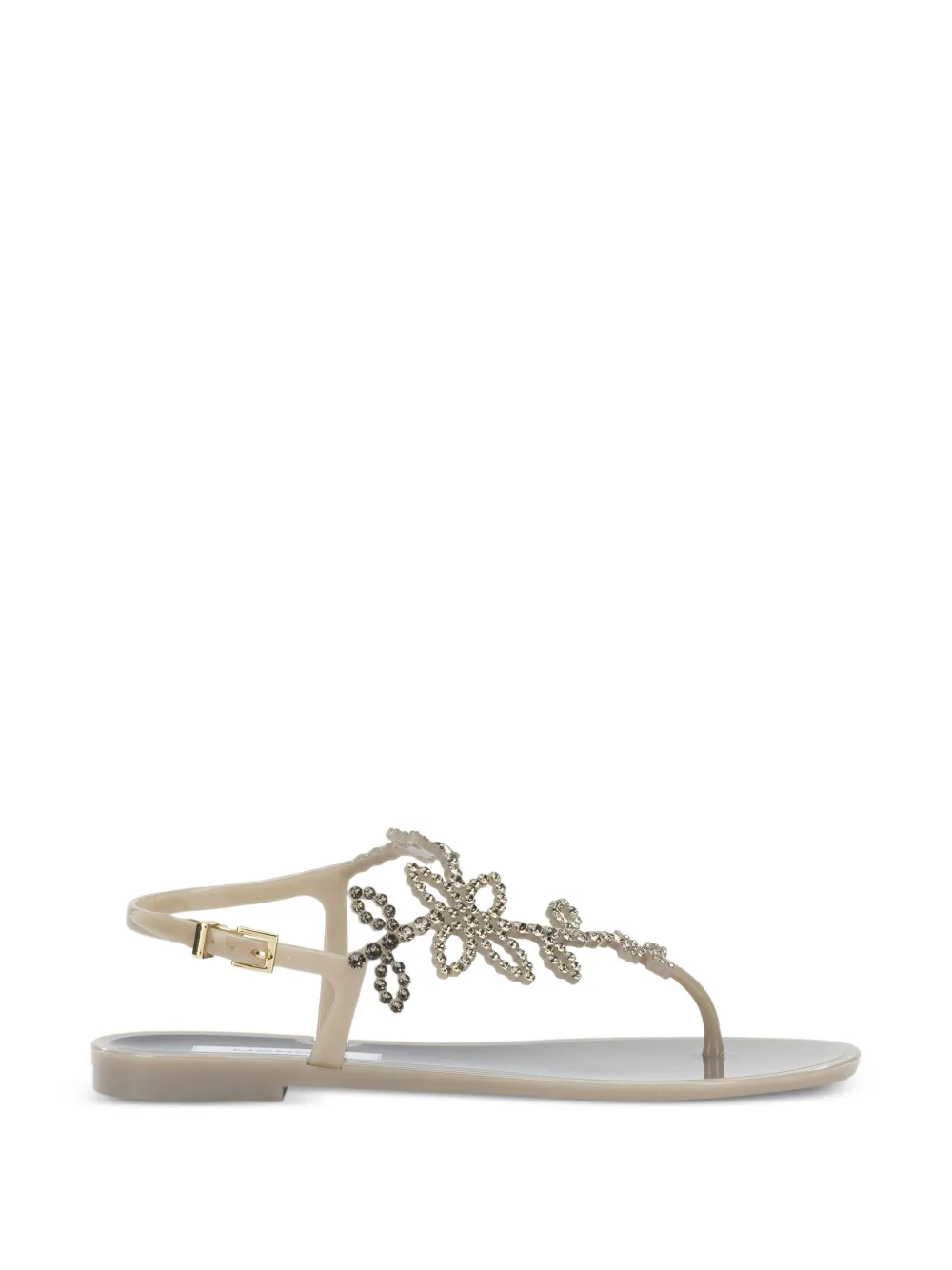 MENGHI Sandalen verfraaid met kristallen en bloemen Beige