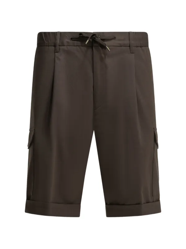 Herno Pleated Cargo Shorts in Brown