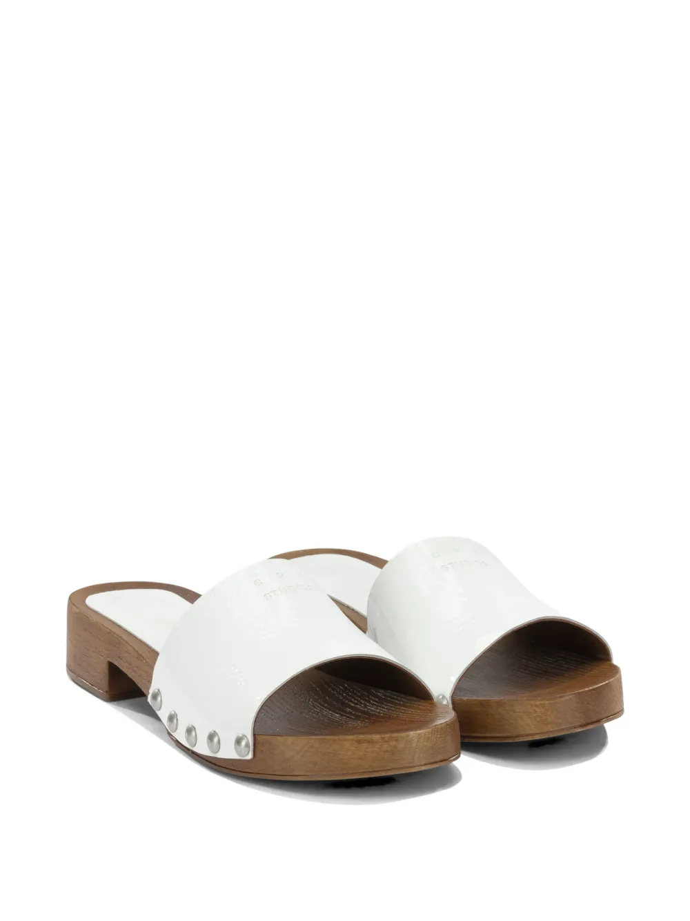Copenhagen Studios stud-embellished leather clog sandals Wit