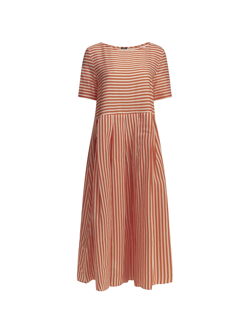 Apuntob striped short-sleeve cotton midi dress - Rosso