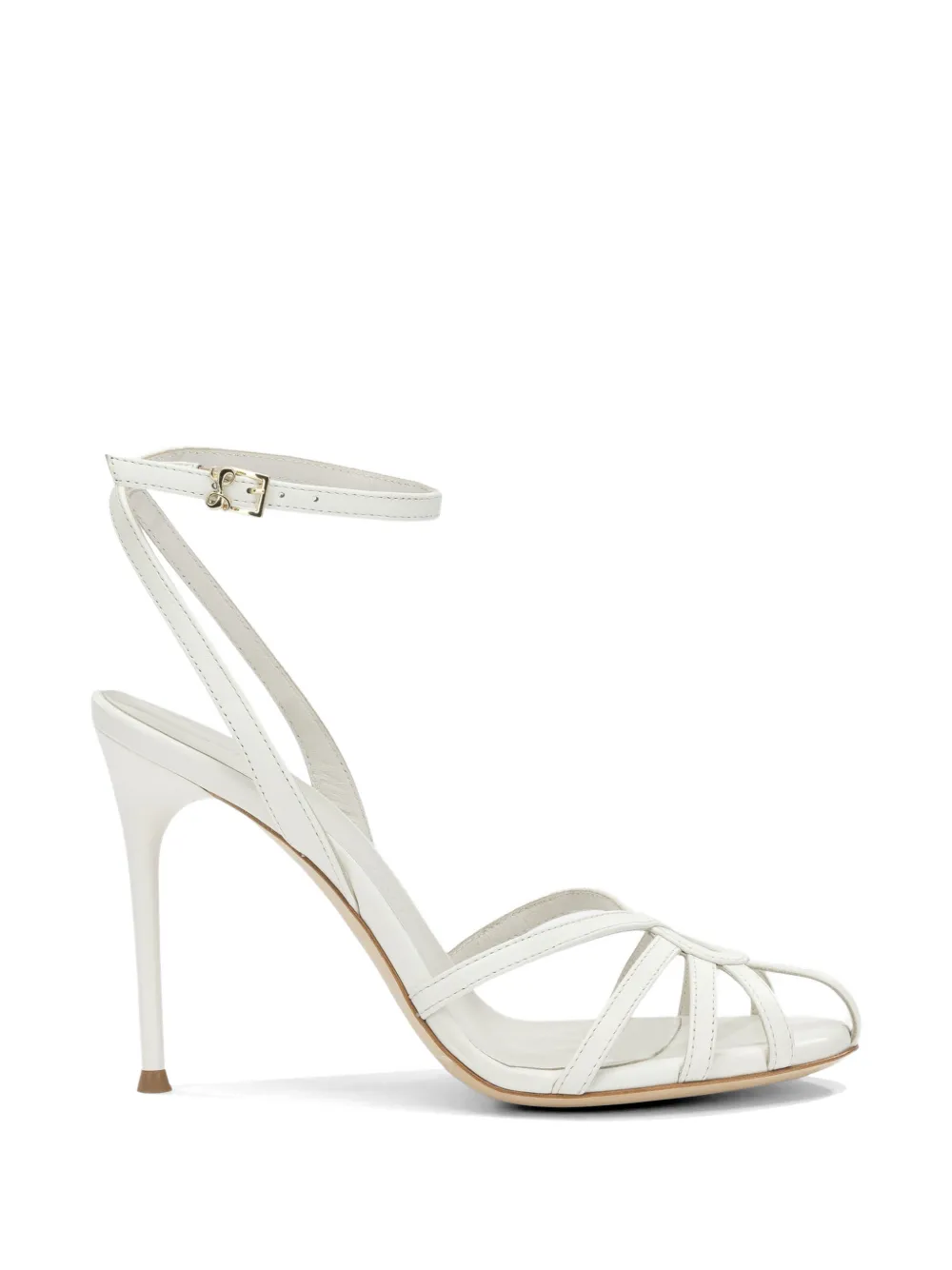 Sergio Levantesi strappy leather heeled sandals Wit
