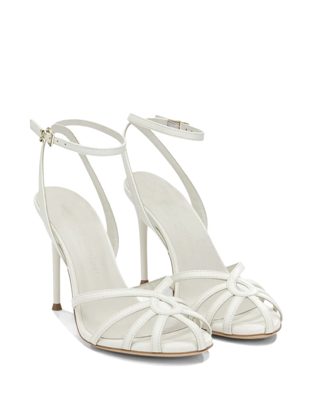 Sergio Levantesi strappy leather heeled sandals Wit