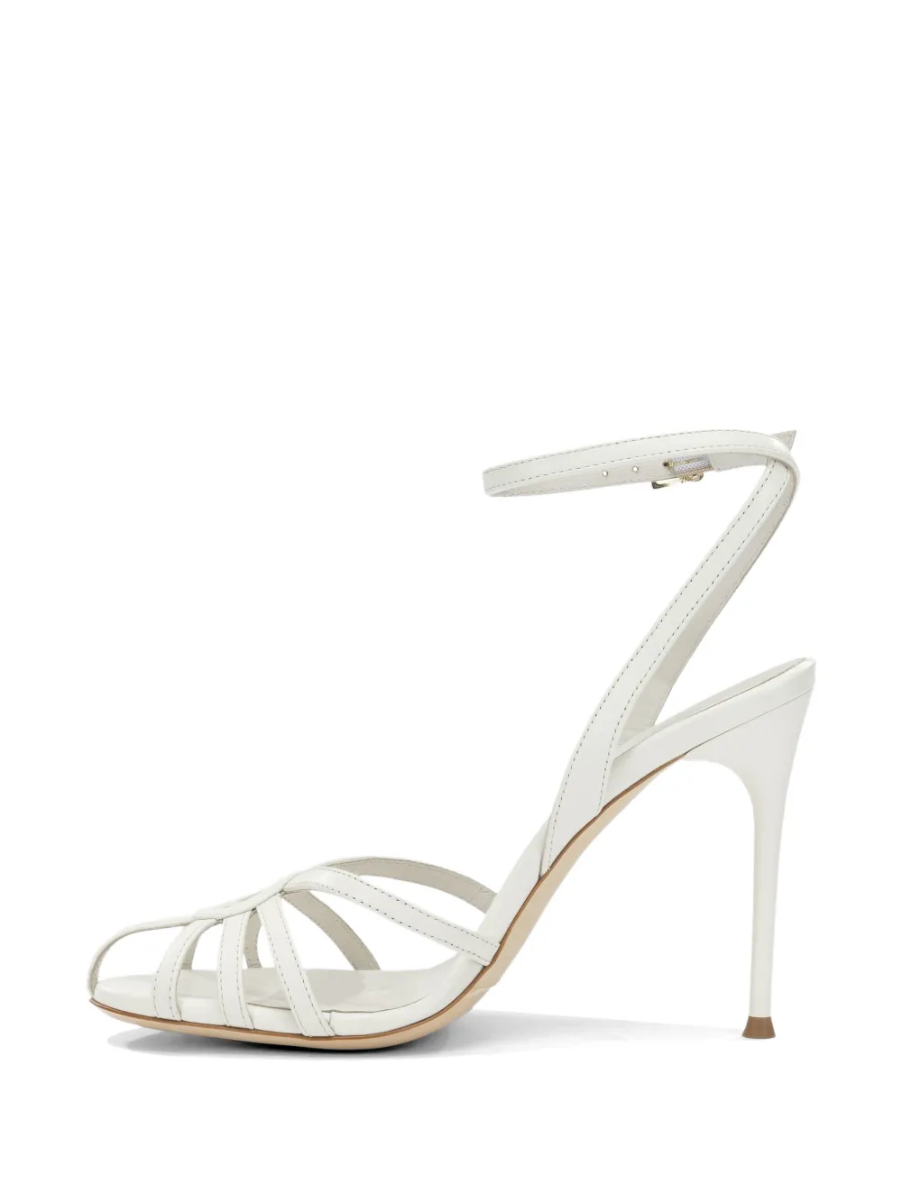 Sergio Levantesi strappy leather heeled sandals Wit