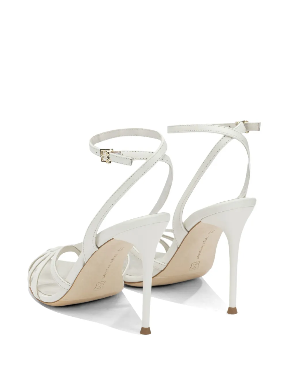Sergio Levantesi strappy leather heeled sandals Wit