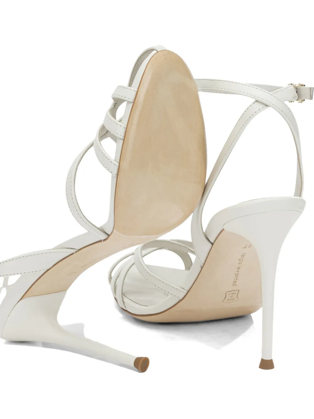 Sergio Levantesi strappy leather heeled sandals Wit
