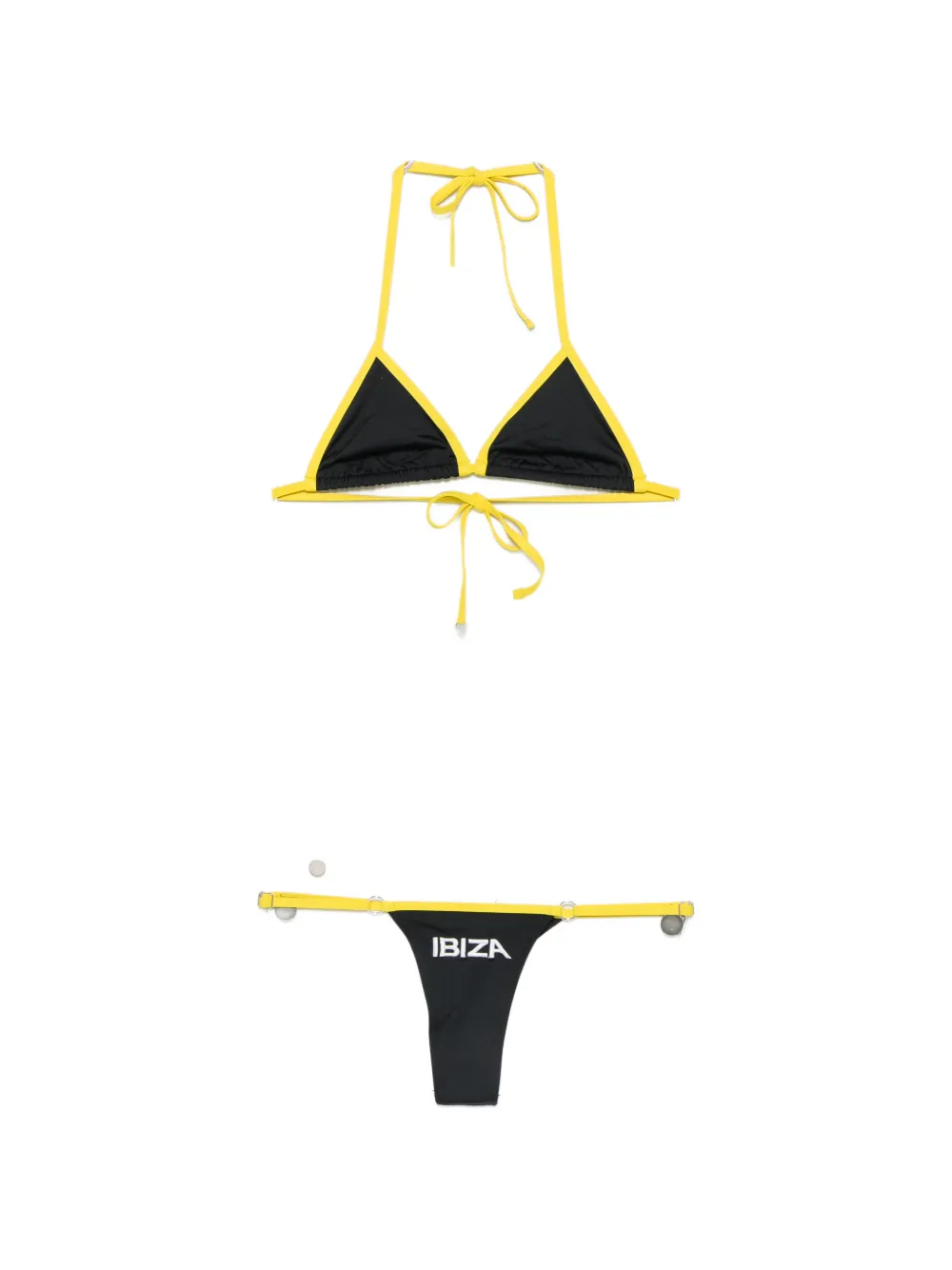 The Attico logo-print triangle-cup bikini - Nero