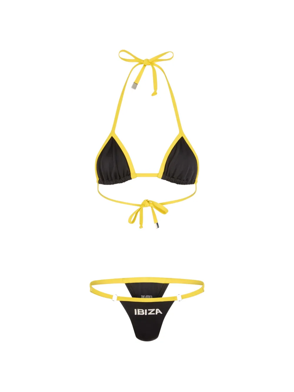 The Attico logo-print triangle-cup bikini - Nero